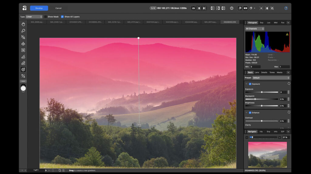 Affinity - program na úpravu fotek zdarma - tutoriál - gradient