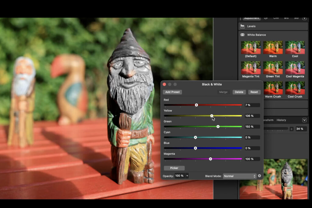 Affinity - program na úpravu fotek zdarma - tutoriál - štětce úprav