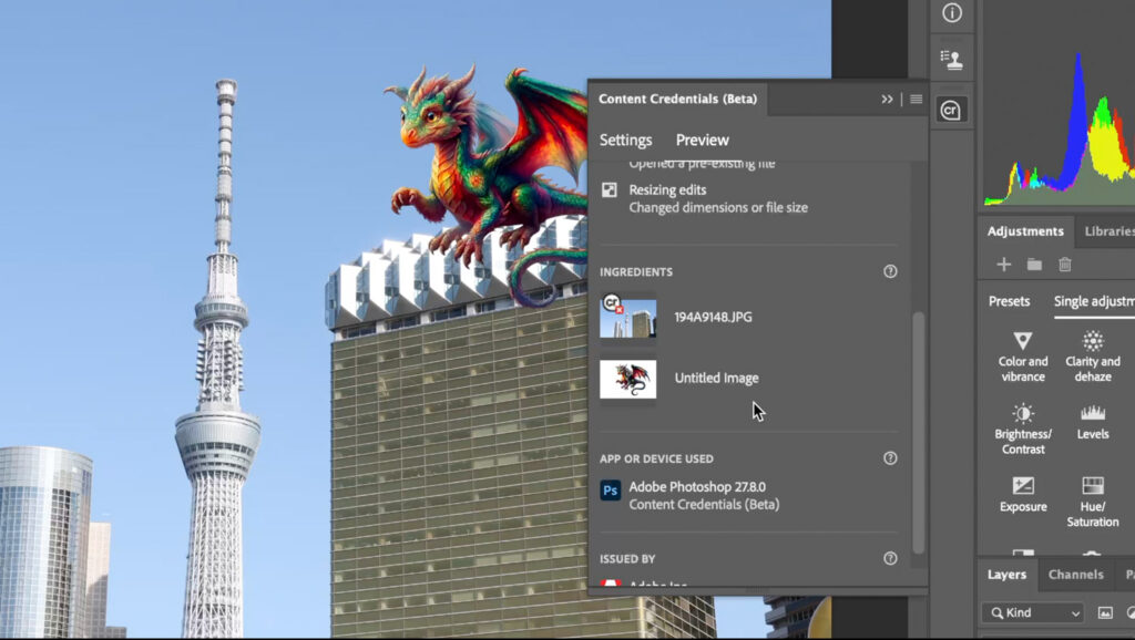 Photoshop a Content Credentials