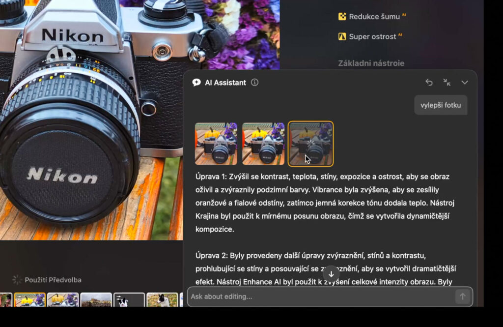 Luminar Neo a AI Asistent - návrh úprav