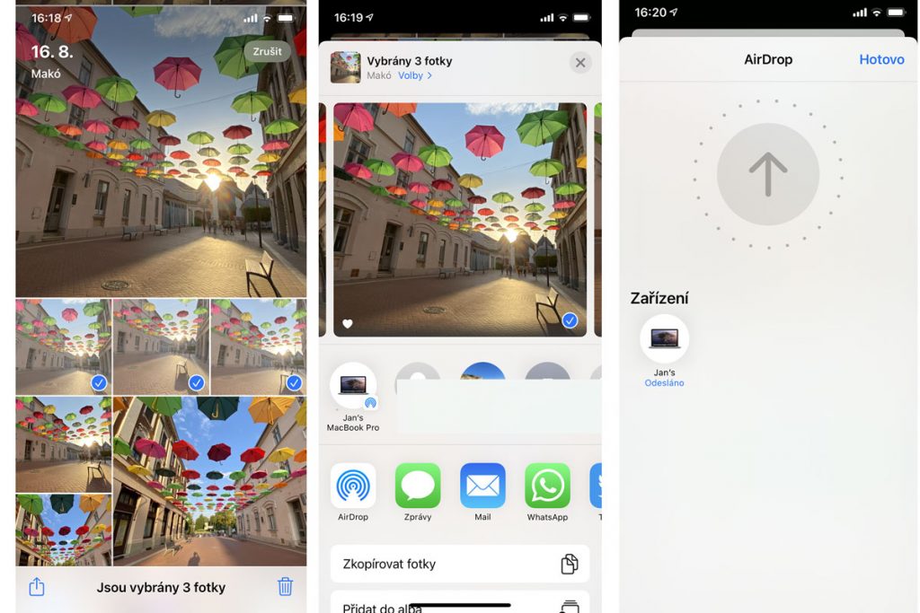 Jak stáhnout fotky z iPhonu - AirDrop