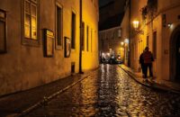 Xiaomi 15T recenze fotoaparátu - město po dešti